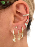 925 Silver CZ Hoop Earrings Wedding Puncture Jewelry