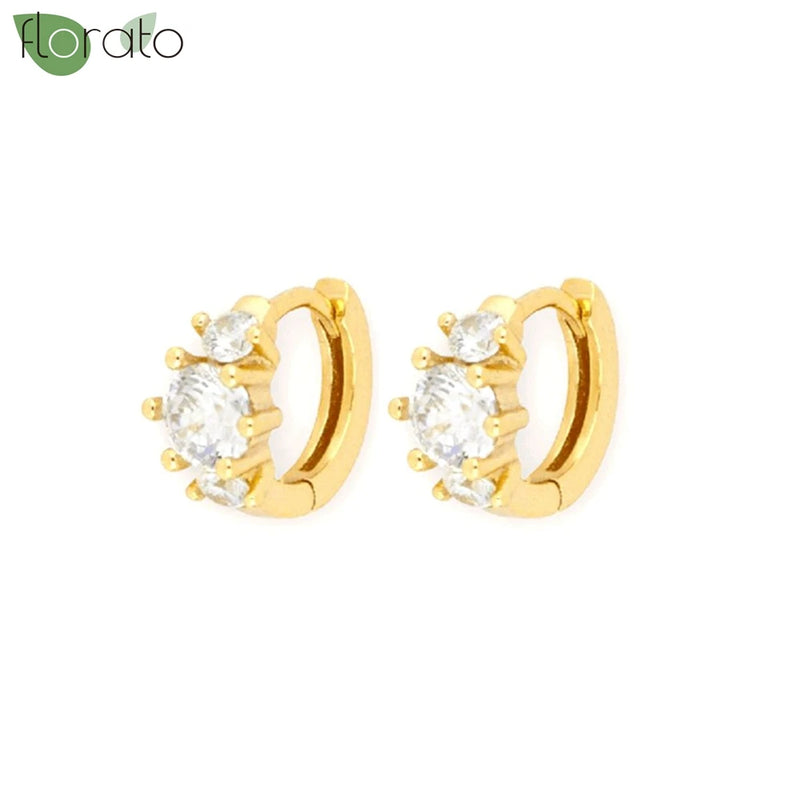925 Silver CZ Hoop Earrings Wedding Puncture Jewelry