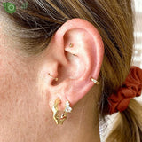 925 Silver CZ Hoop Earrings Wedding Puncture Jewelry