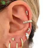 925 Silver CZ Hoop Earrings Wedding Puncture Jewelry