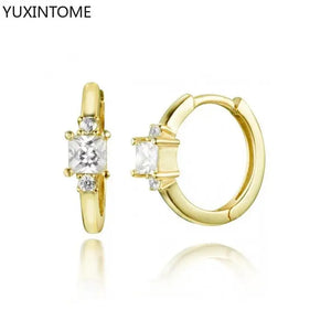925 Silver Zircon Drop Earrings Heart Water Drop Geometry