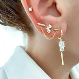 925 Silver Zircon Drop Earrings Heart Water Drop Geometry