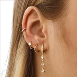 925 Silver Zircon Drop Earrings Heart Water Drop Geometry