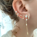 925 Silver Zircon Drop Earrings Heart Water Drop Geometry