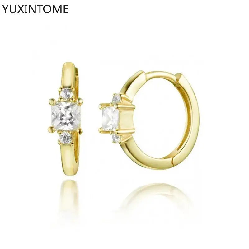 925 Silver Zircon Drop Earrings Heart Water Drop Geometry