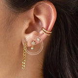 925 Silver Zircon Drop Earrings Heart Water Drop Geometry