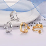 925 Silver Geometric Double Layer Stud Earrings Metal Punk Jewelry