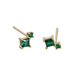 925 Silver Geometric Square Zircon Stud Earring for Women Men