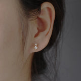 925 Silver Geometric Square Zircon Stud Earring for Women Men