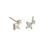 925 Silver Geometric Square Zircon Stud Earring for Women Men