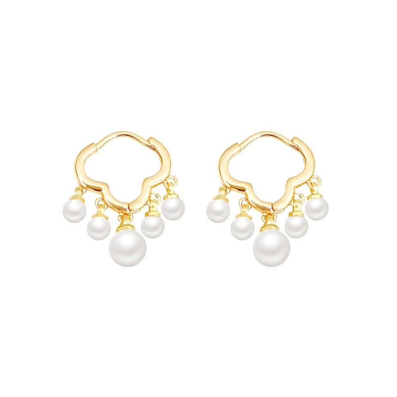 Cloud Pearl Pendant Hoop Earrings for Women