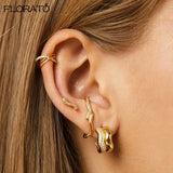 925 Silver C-Shaped Geometric Earrings Lightweight Studs