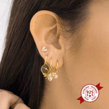 925 Silver Needle Flower & Heart Stud Earrings Wedding Three Blossom