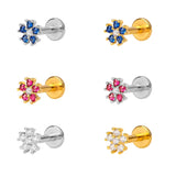 925 Silver Needle Flower & Heart Stud Earrings Wedding Three Blossom