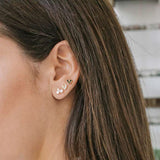 925 Silver Needle Flower & Heart Stud Earrings Wedding Three Blossom