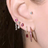 Sterling Silver Pink CZ Square Hoop Earrings