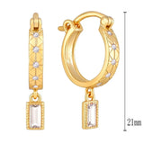 Sterling Silver Pink CZ Square Hoop Earrings
