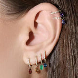 Sterling Silver Pink CZ Square Hoop Earrings