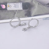925 Silver Hip Hop Rock Gesture Hoop Earrings