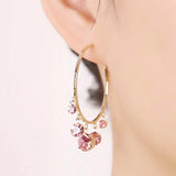 925 Silver Hoop Earrings Crystal Tassel Dangle Women Jewelry