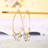 925 Silver Hoop Earrings Crystal Tassel Dangle Women Jewelry