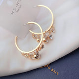 925 Silver Hoop Earrings Crystal Tassel Dangle Women Jewelry