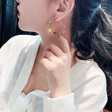 Sterling Silver Rhinestone Rhombus Hoop Earrings for Women