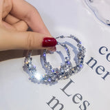 Sterling Silver Rhinestone Rhombus Hoop Earrings for Women