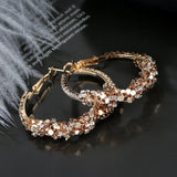 Sterling Silver Rhinestone Rhombus Hoop Earrings for Women
