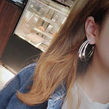 925 Silver Hoop Earrings Rose Crystal Punk Rock Round Earrings