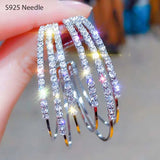 925 Silver Hoop Earrings Rose Crystal Punk Rock Round Earrings