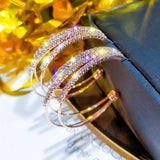 925 Silver Hoop Earrings Rose Crystal Punk Rock Round Earrings