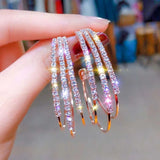 925 Silver Hoop Earrings Rose Crystal Punk Rock Round Earrings