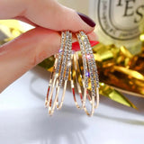 925 Silver Hoop Earrings Rose Crystal Punk Rock Round Earrings