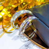 925 Silver Hoop Earrings Rose Crystal Punk Rock Round Earrings