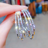 925 Silver Hoop Earrings Rose Crystal Punk Rock Round Earrings