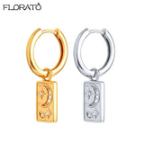 925 Silver Round Hoop Earrings Punk Square Dangle Minimalist Jewelry