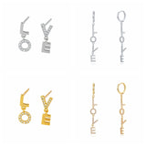 Sterling Silver LOVE Letter Hoop Earrings for Women