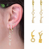 Sterling Silver LOVE Letter Hoop Earrings for Women