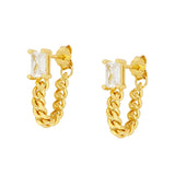925 Sterling Silver Zircon Tassel Stud Earrings CZ Party Jewelry