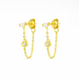 925 Sterling Silver Zircon Tassel Stud Earrings CZ Party Jewelry