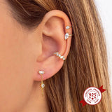 925 Sterling Silver Zircon Tassel Stud Earrings CZ Party Jewelry