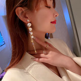 925 Silver Drop Earrings Pearls Stone Tassel Party Jewelry