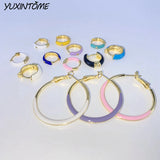 925 Silver Colorful Enamel Small Hoop Earrings for Women