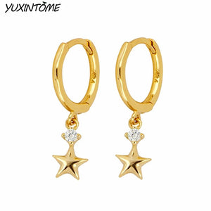 925 Silver Star Shaped Hoop Earrings for Women - Party Jewelry