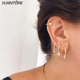 925 Silver Star Shaped Hoop Earrings for Women - Party Jewelry