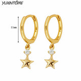925 Silver Star Shaped Hoop Earrings for Women - Party Jewelry