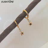 925 Silver Star Shaped Hoop Earrings for Women - Party Jewelry