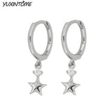 925 Silver Star Shaped Hoop Earrings for Women - Party Jewelry
