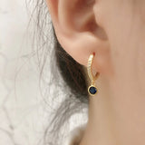 925 Silver Zircon Hoop Earrings Water Drop/Heart/Flower Pendant